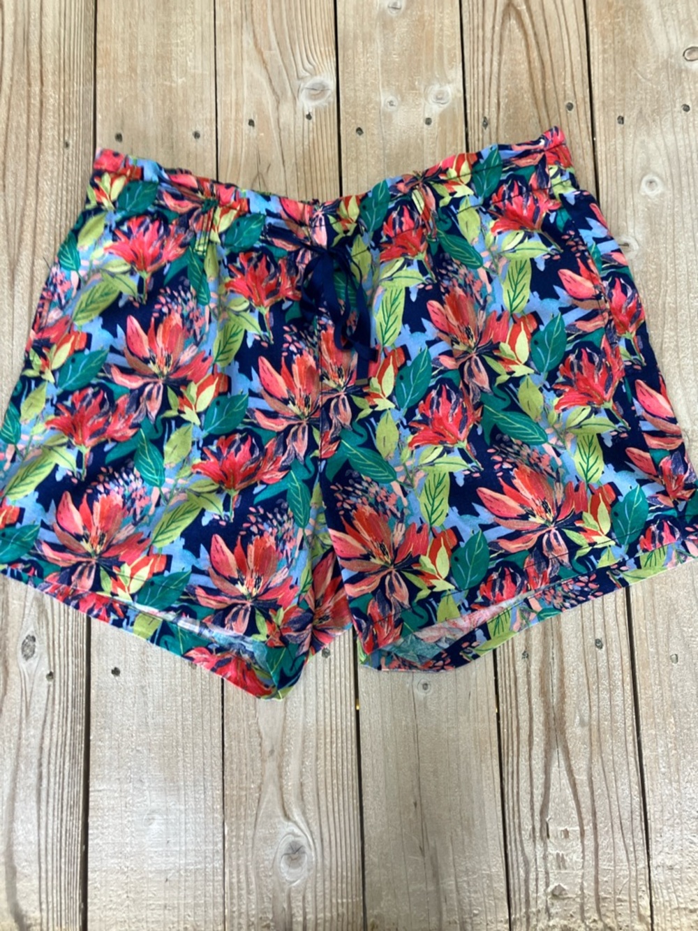 St. John's Bay Navy Floral Drawstring Athletic Shorts